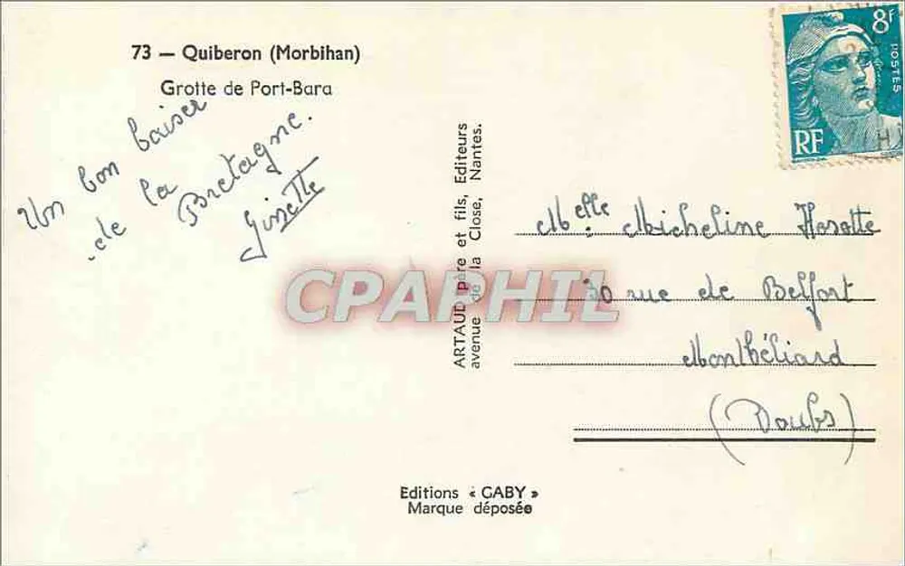 Grotta di Port-Bara — Quiberon (Morbihan) — Edizioni Caby - Verso