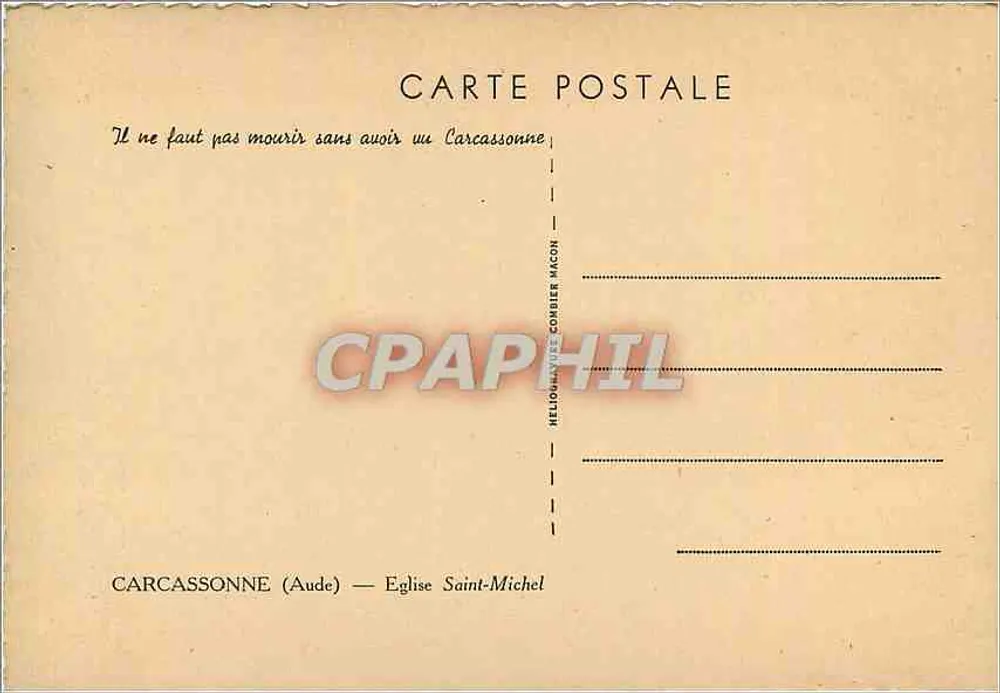 Carcassonne — Igreja de São Miguel — Héliomance Combier - Verso
