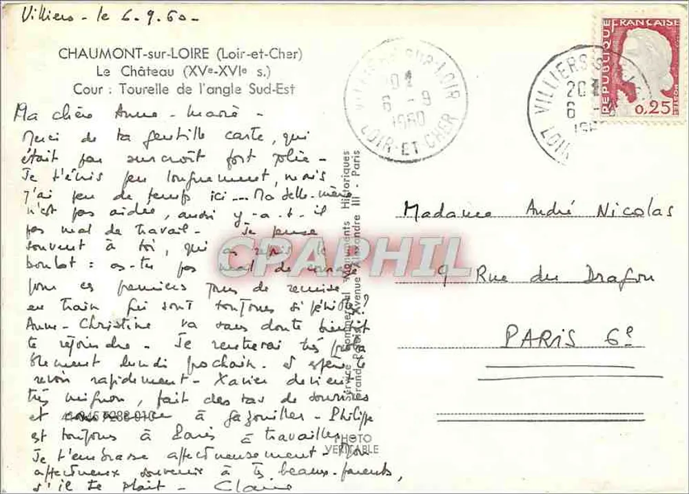 Castelo de Chaumont-sur-Loire — Cour : Torre do canto Sudeste — editor: Historiques III - Paris - Verso