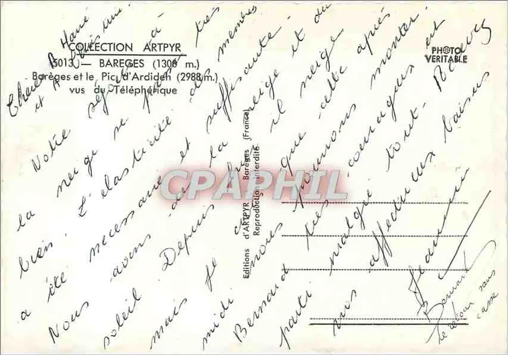 Bareges e o Pic d'Ardiden — vista do Teleférico — Éditions d'Artpyr - Verso