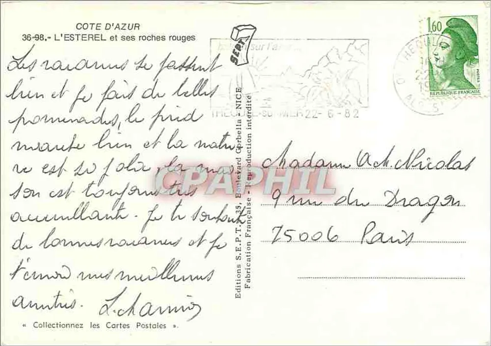 L'Estérel — Roches rouges — Edições S.E.P.T.33, Nice - Verso