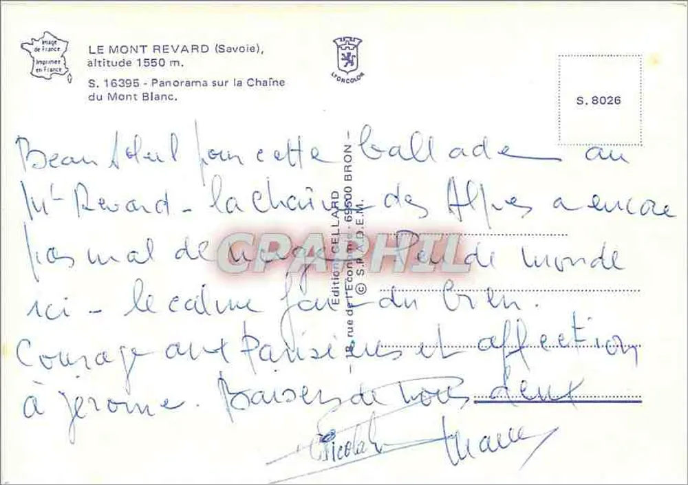 Die Mont-Blanc-Kette vom Revard aus gesehen — La Gaillarde — Édition S.P.A.D.E.M. n° S.8026 - Rückseite