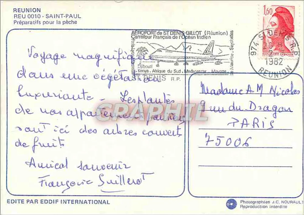 Pescadores en la playa — Réunion — Editor EDDIF INTERNATIONAL n°0010 - Reverso