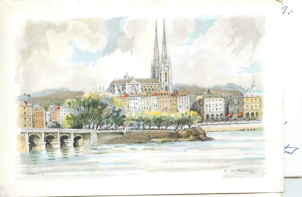 Batonne — vista da catedral e do ponte — A. Debarry - Frente