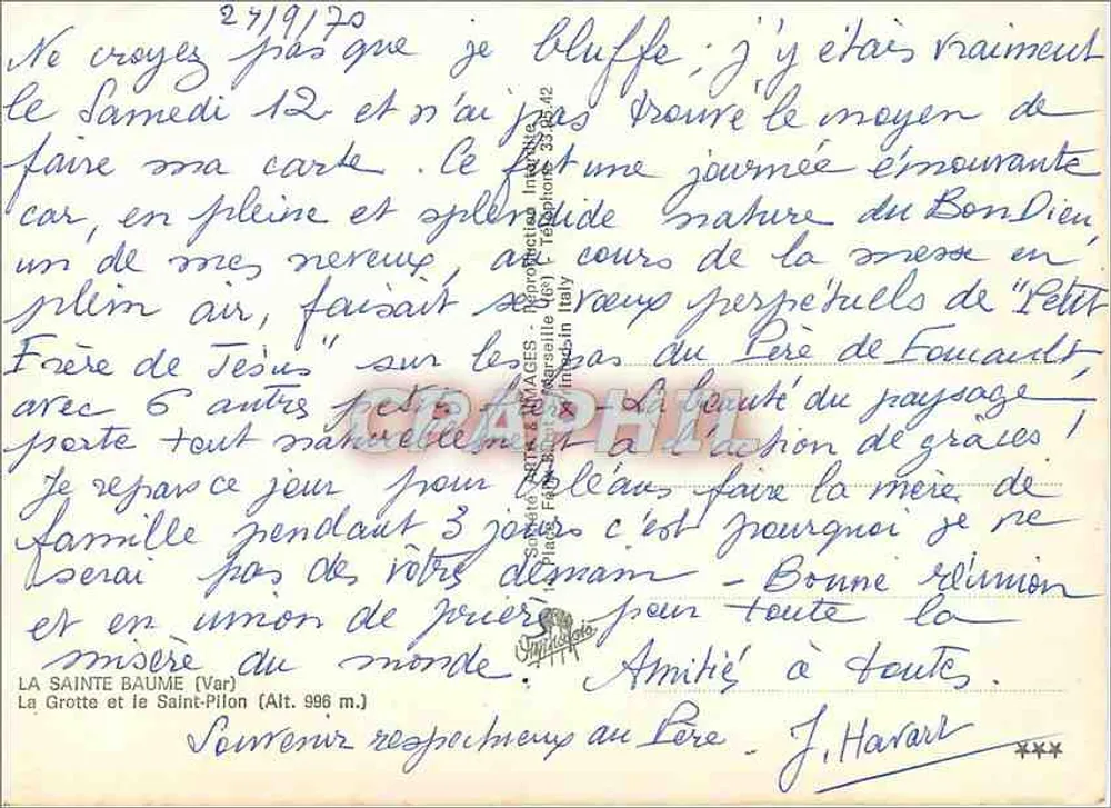 A Santa Bauma (Var) — A Gruta e o Santo Pilon (Alt. 996 m.) — Editor não visível - Verso