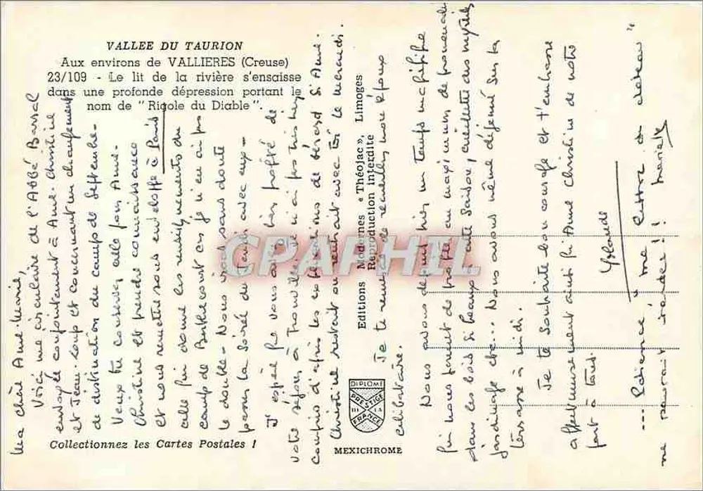 Vallée du Taurion — Creuse — Éditions IRIS, n° 23/109 - Rückseite