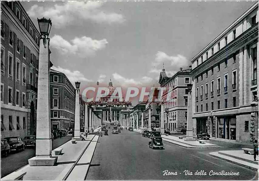 Roma - Via della Conciliazione — uitzicht richting de basiliek van Sint-Pieter — uitgever S.CARPHIL - Voorkant