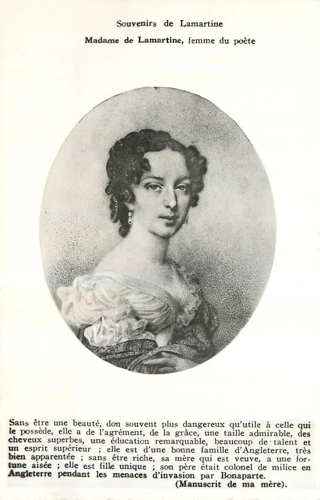 Madame de Lamartine, Ehefrau des Dichters — Erinnerungen an Lamartine - Vorderseite