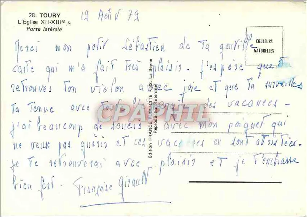 Toutry — A Igreja XII-XIIIe s. — Porta lateral — Edição France Publicité - Verso