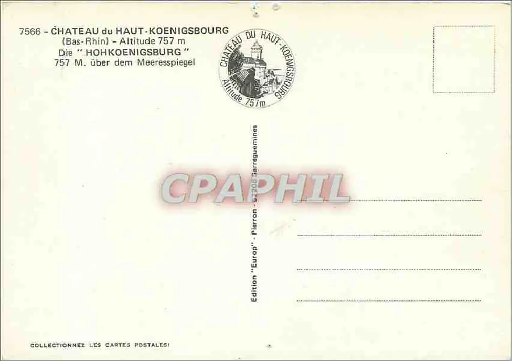 Schloss Haut-Koenigsbourg — Edition "Europ" — n° 7566 - Rückseite