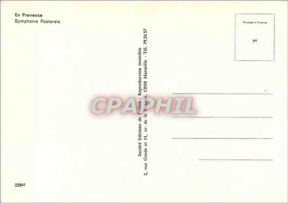 Igreja de campo — rebanho de ovelhas — Sociedade Éditions de France, n° 22841 - Verso