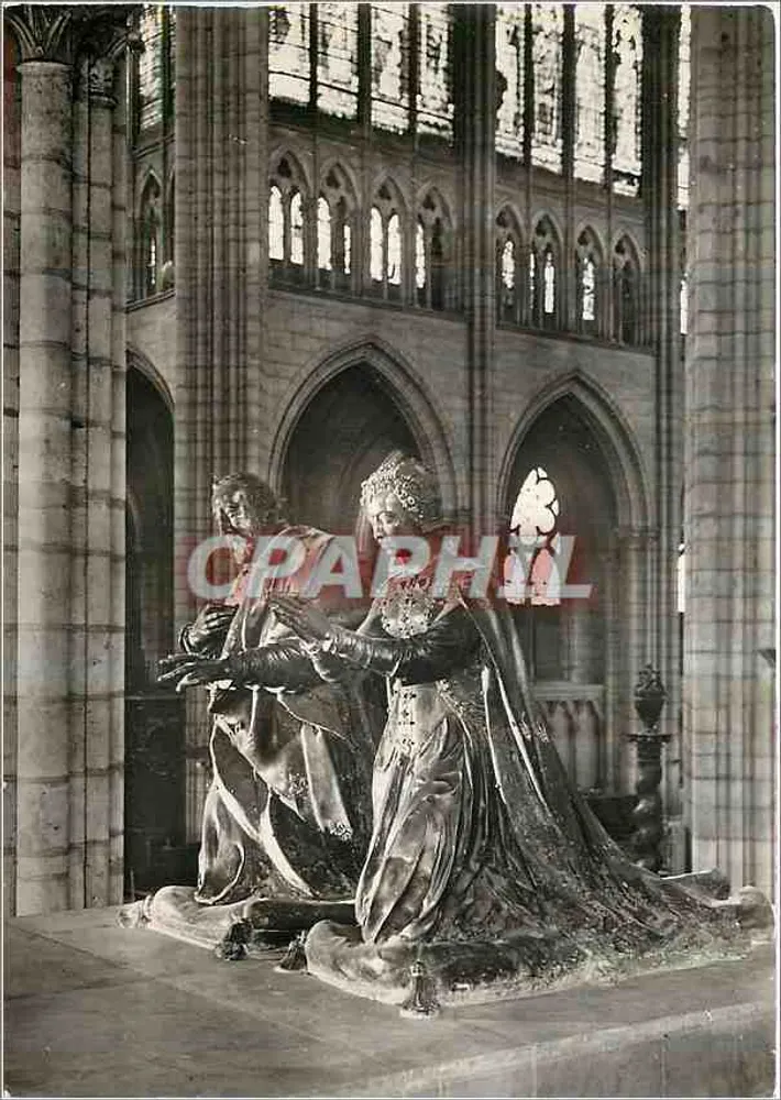 Saint-Denis (Seine) — Igreja Abbatial, túmulo de Henri II (†1559) e de Catherine de Médicis (†1589), estátuas de bronze em oração - Frente