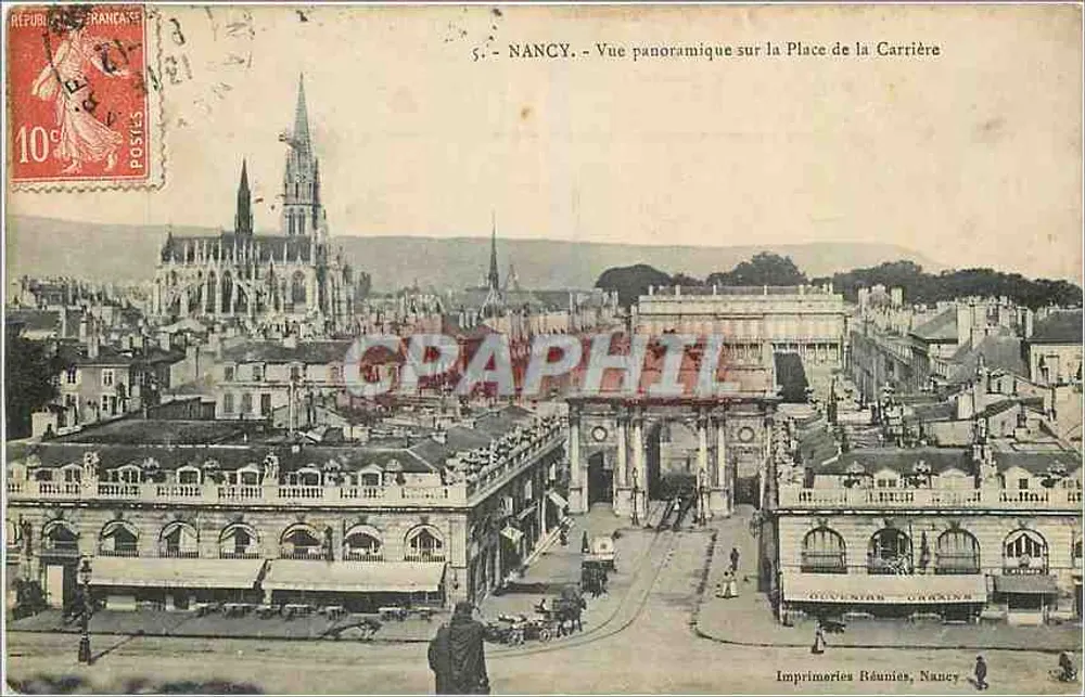 NANCY — Panoramablick auf die Place de la Carrière — Imprimeries Réunies, Nancy - Vorderseite