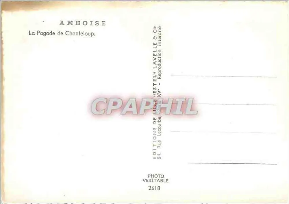 Amboise — A Pagode de Chanteloup — Estel - Verso