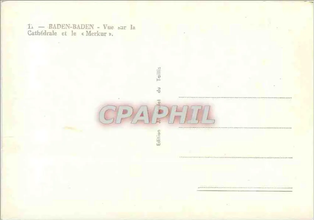 Baden-Baden — Ansicht der Kathedrale und des « Merkur » — Édition du Tréillis - Rückseite