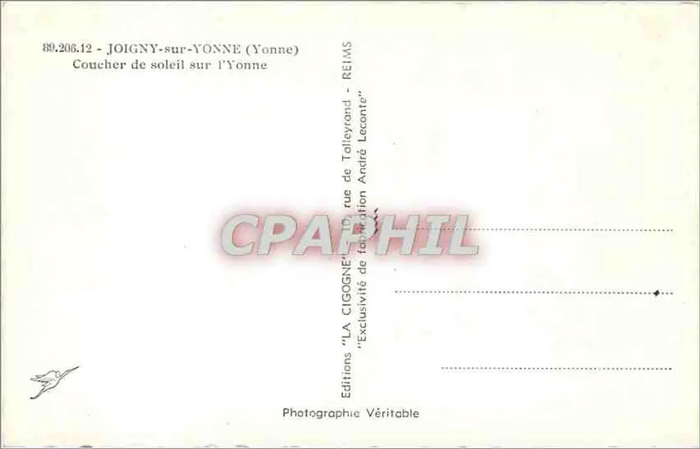 Joigny-sur-Yonne — Pôr do sol sobre a Yonne — Edições Véritable - Verso