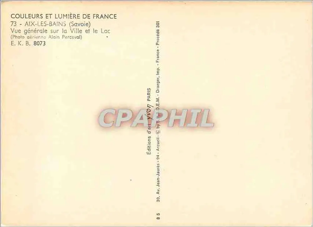 Aix-les-Bains (Savoie) — Allgemeiner Blick auf die Stadt und den See — Editions d'Art Jean-Jaurès, Paris - Rückseite