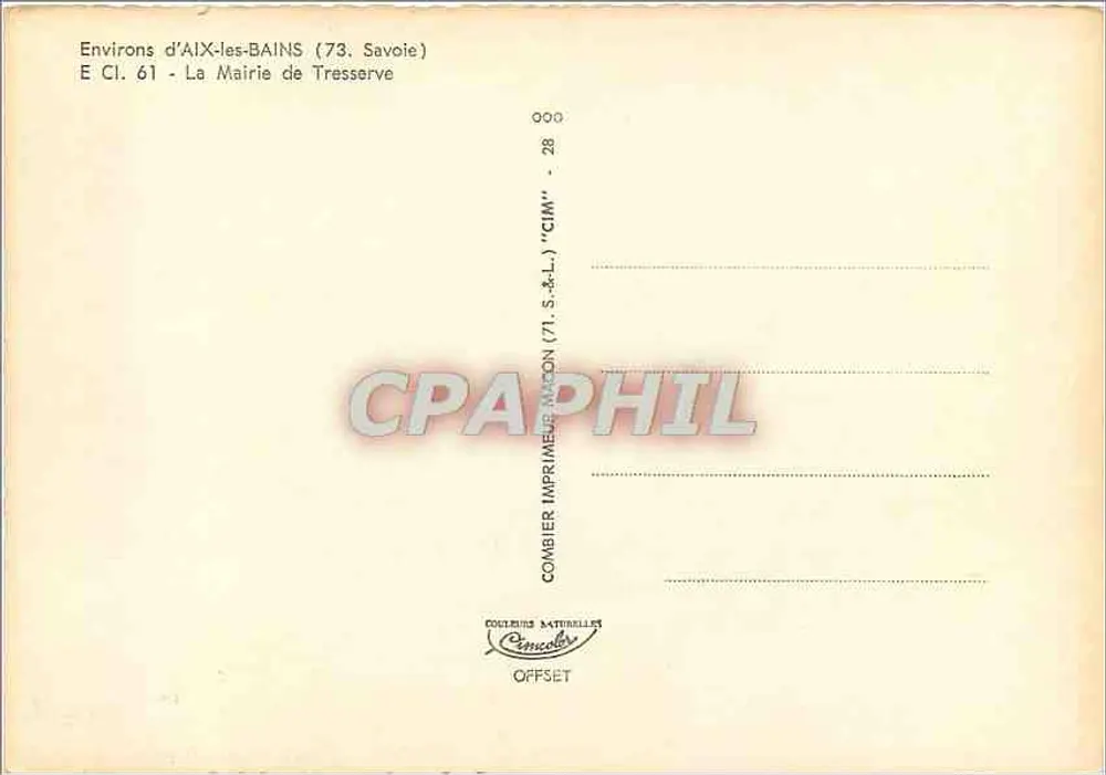 Bürgermeisteramt Tresserve — Umgebung von Aix-les-Bains (73, Savoie) — Combier Drucker - Rückseite