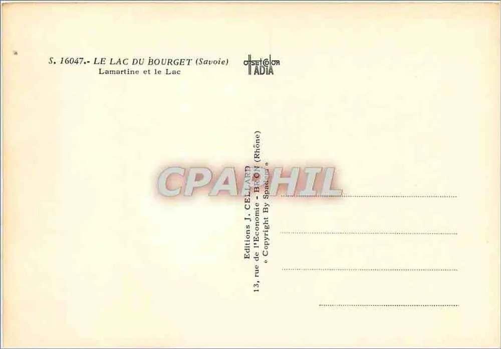 Lago del Bourget — Estatua de Lamartine — Ediciones J. Cellard - Reverso