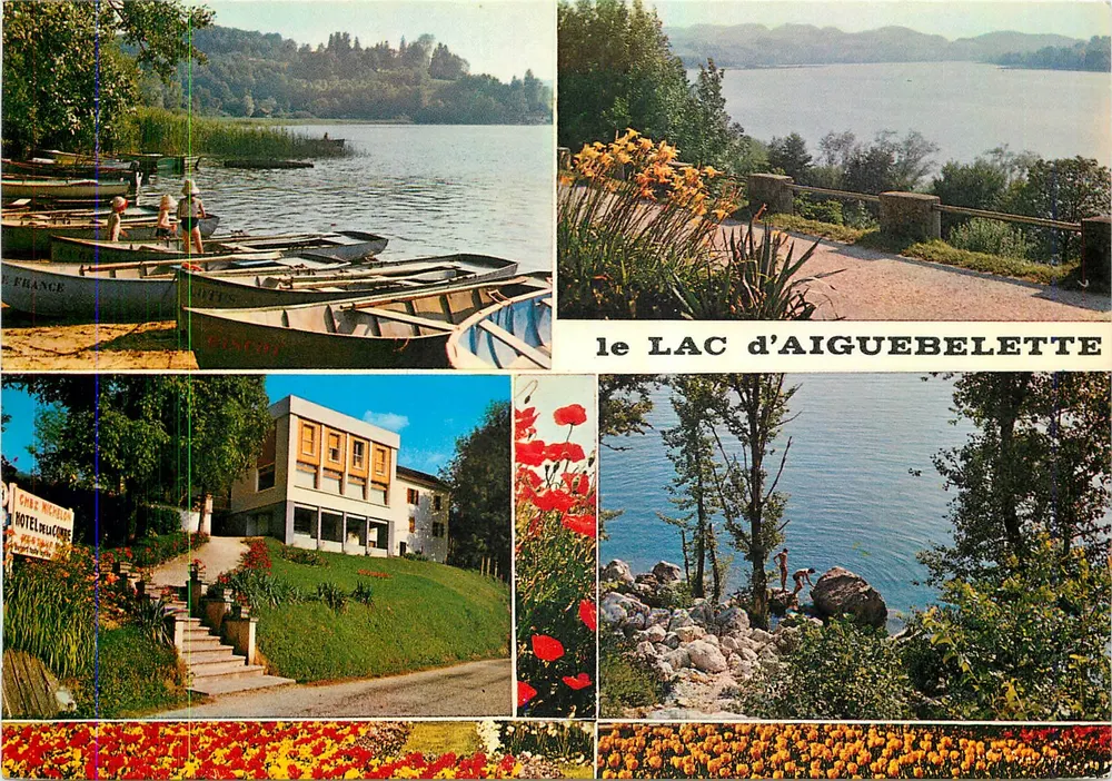 Lago de Aiguebelette — vista panorâmica e hotel — editor Editions J. Celllard - Frente