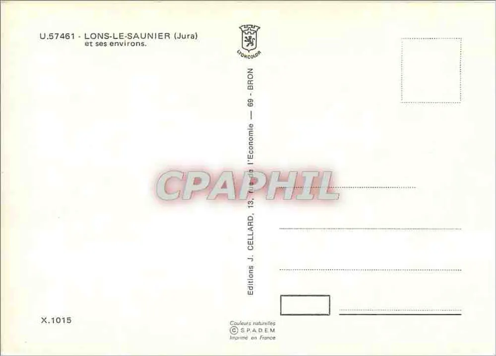 Lons-le-Saunier — Centro de Turismo — Edições J. Cellard - Verso