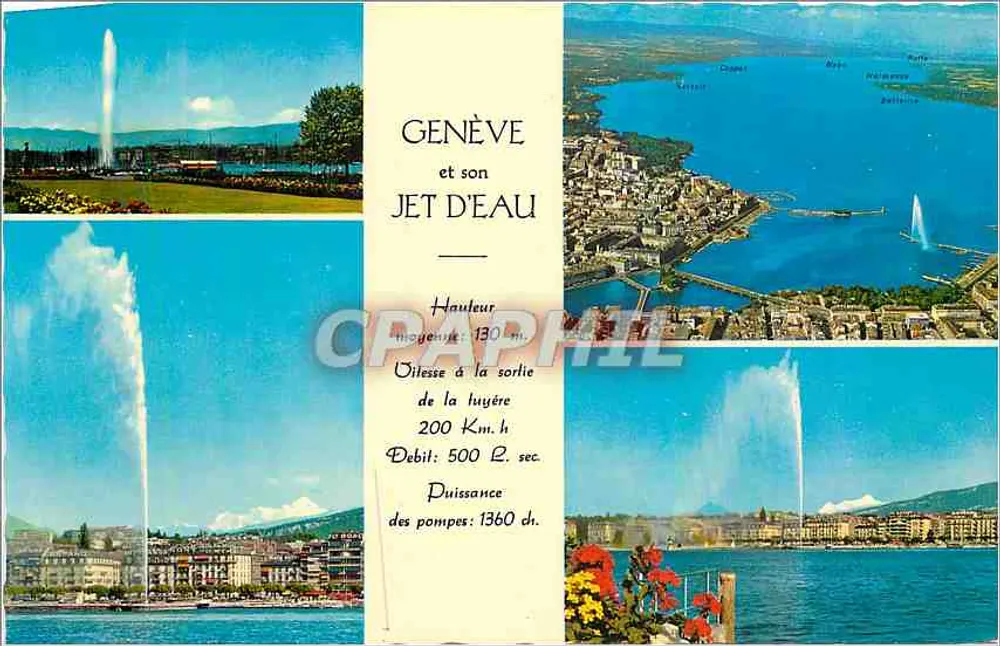 Genewa i jej Fontanna — Widok z powietrza — BOVEY & Cie, Wydawca Genewa - Awers