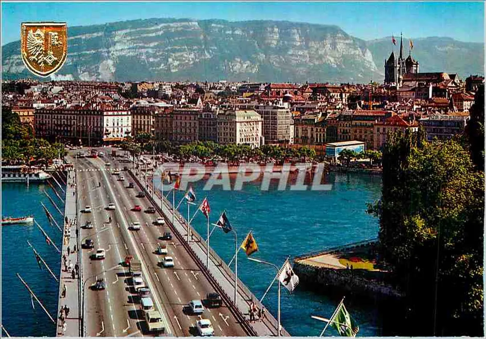 Genf - Die Brücke Mont-Blanc und die Kathedrale — Éditions Jaeger & Co, n° 7004 - Vorderseite