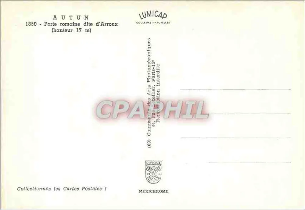 Autun — Römische Pforte von Arroux — Verleger IRIS - Rückseite