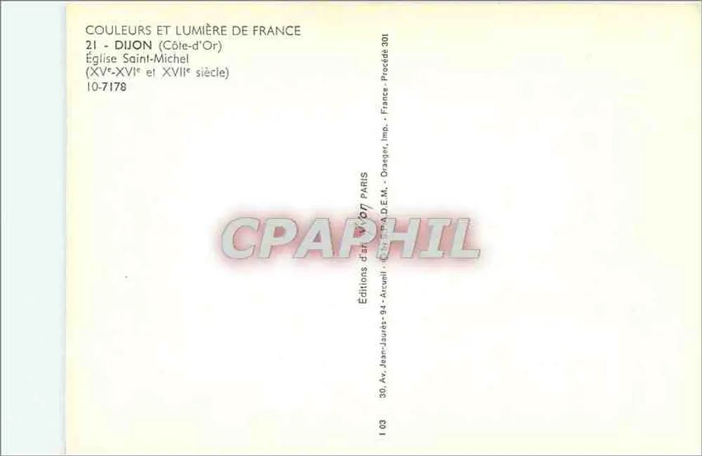 Dijon — Igreja de São Miguel — Edições d'Art Arçueil - Verso