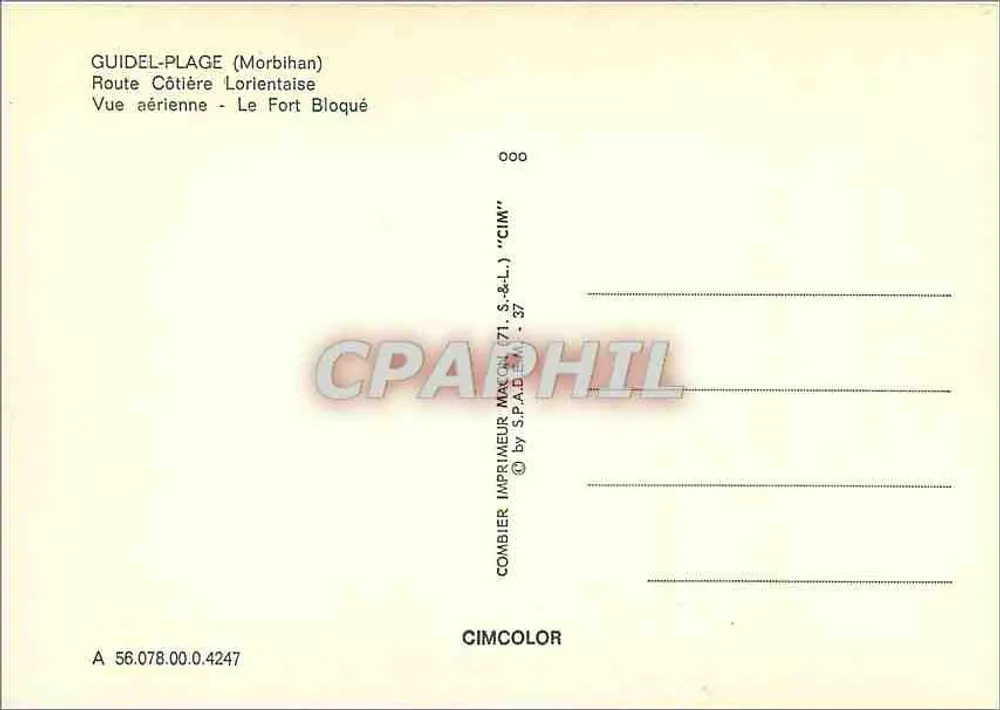 Guidel-Plage (Morbihan) — Luftbild - Le Fort Bloqué — Drucker Combier - Rückseite
