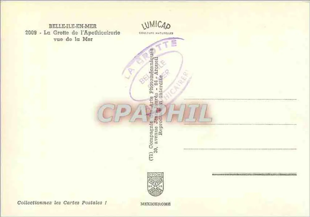 Belle-Île-en-Mer — Die Apothekerkaverne vom Meer aus gesehen — Lumicap - Rückseite