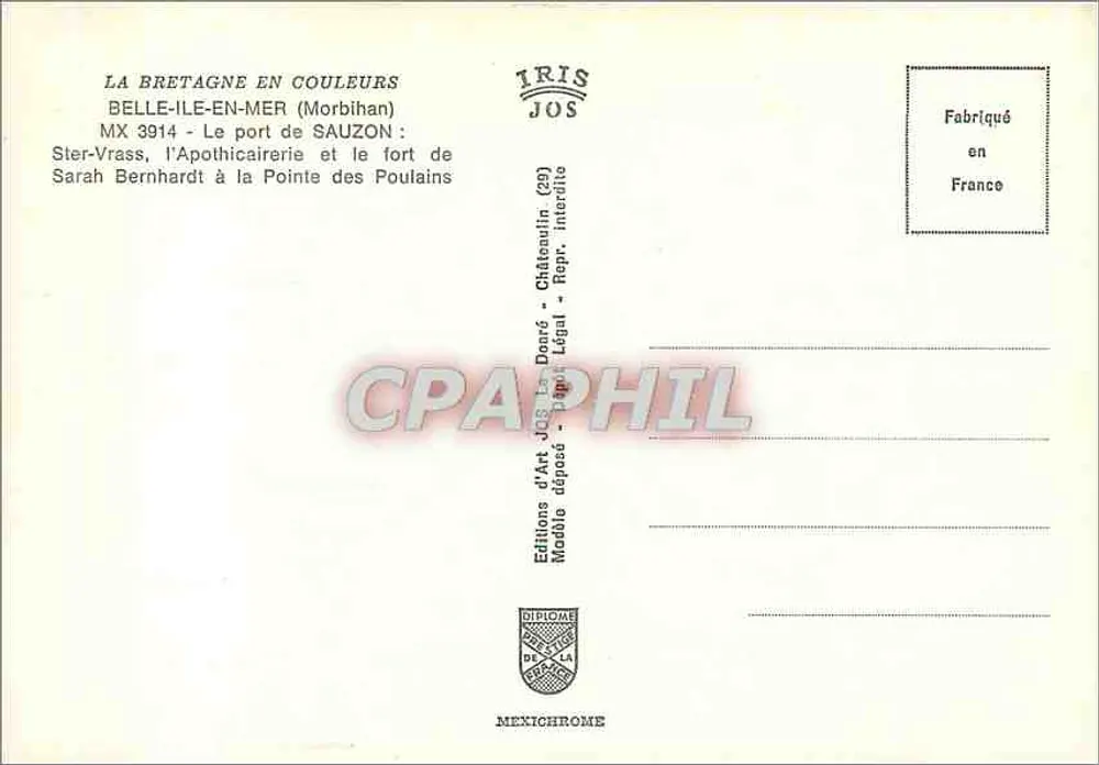 Sauzon — Belle-Île gut benannt — Kunstausgaben JOS - Rückseite