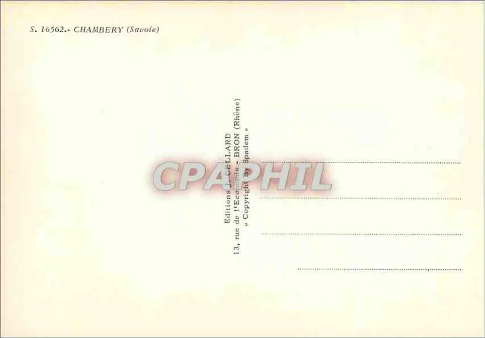 Chambery — vista panorâmica — Edições J. Cellard - Verso