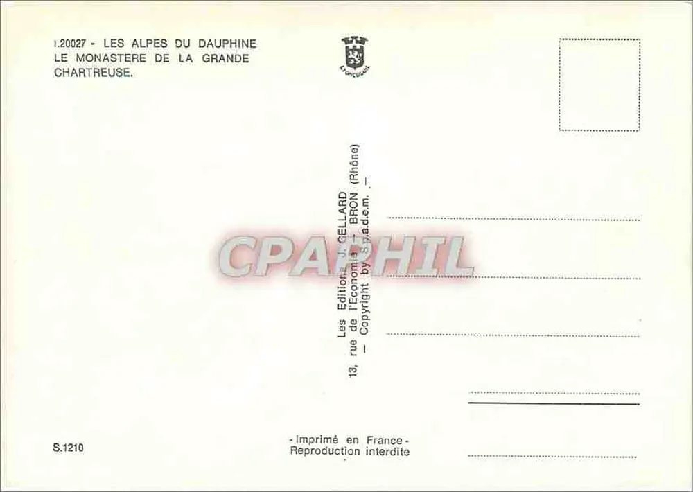 La Grande Chartreuse — Die Alpen des Dauphiné — Éditions J. Gellard - Rückseite