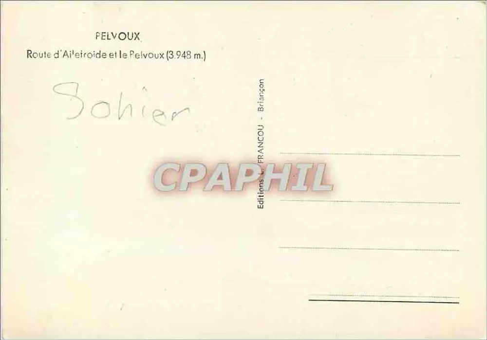 Estrada de Ailefroide e o Pelvoux (3.948 m.) — Edições FRANCOU - Briançon - Verso