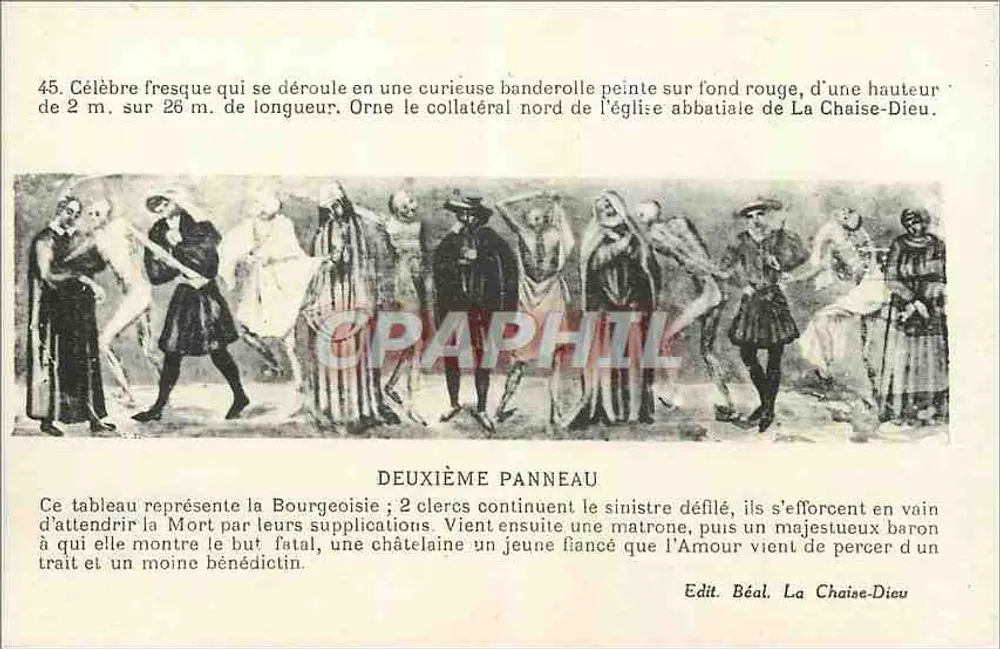 Fresk z klasztornej świątyni La Chaise-Dieu — Drugi panel — Wydawca Béal - Awers