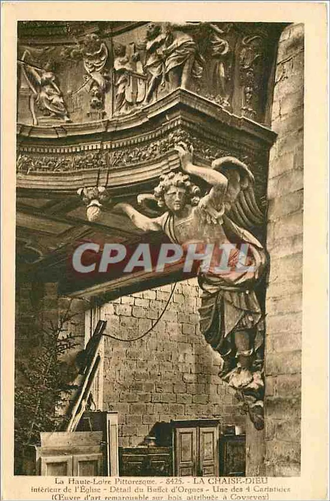 La Chaise-Dieu - Detail des Orgelgehäuses - Kirche - (Bemerkenswertes Holzwerk, zugeschrieben Coysevox) - Vorderseite