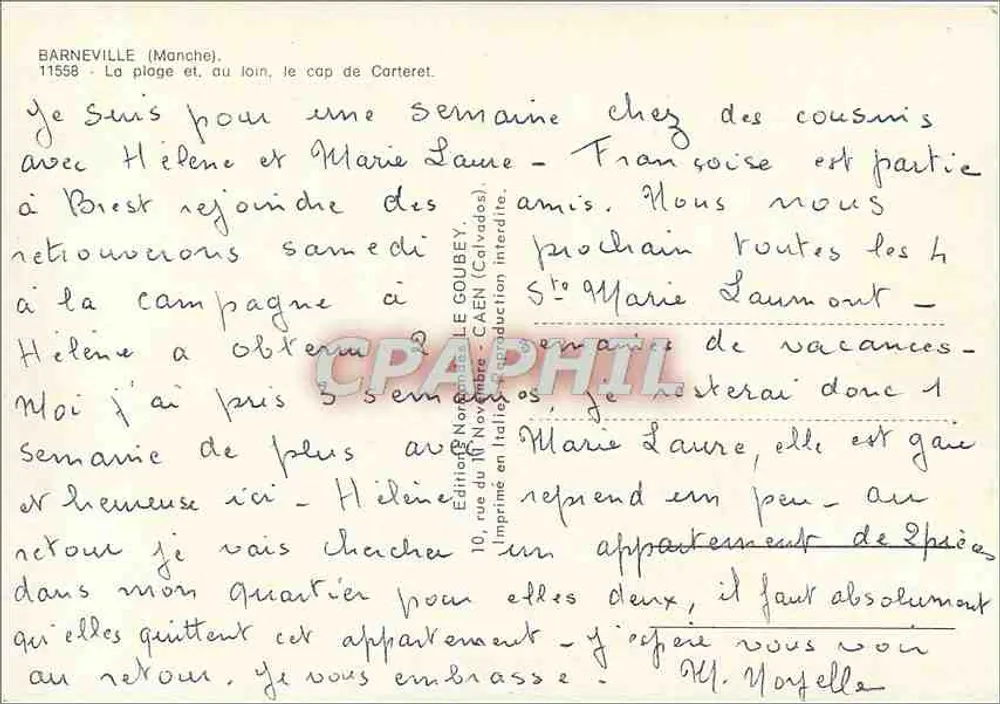 Barneville (Manche) — Die Bucht und im Hintergrund der Cap de Carteret — Emy - Rückseite