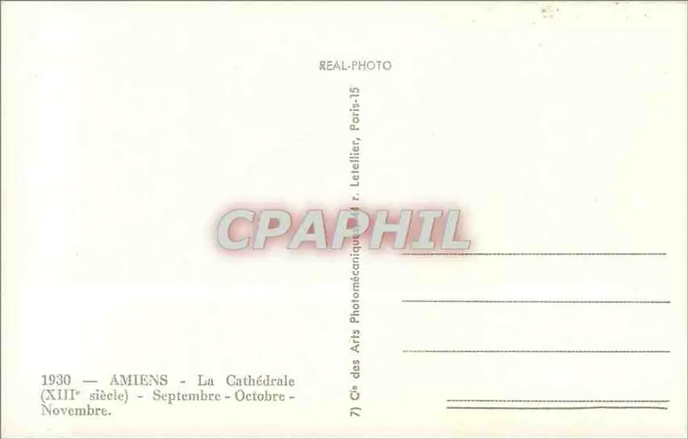 Amiens — Die Kathedrale — 12. Jahrhundert — Verlag Letellier, Paris - Rückseite