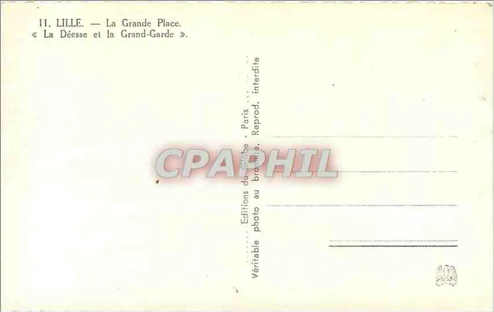 Lille — Der Große Platz — Die Göttin und die Große Garde — Éditions du Globe, Paris - Rückseite