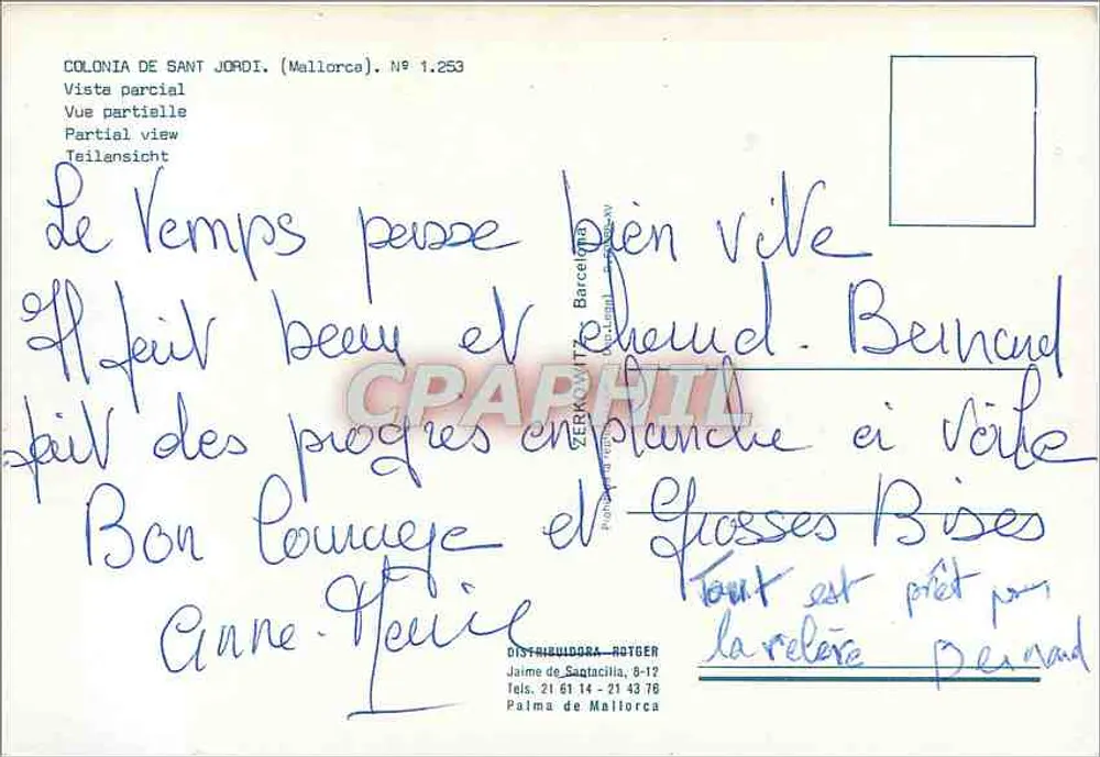 Colonia de Sant Jordi (Mallorca) — Teilansicht — ZERBANU DORA, N° 1.253 - Rückseite