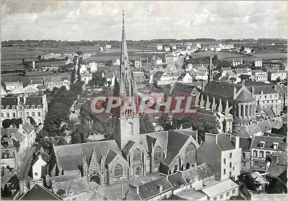 Pont-Croix — Vista aérea da igreja — Edição Jean-Aubert, Interdit - Frente