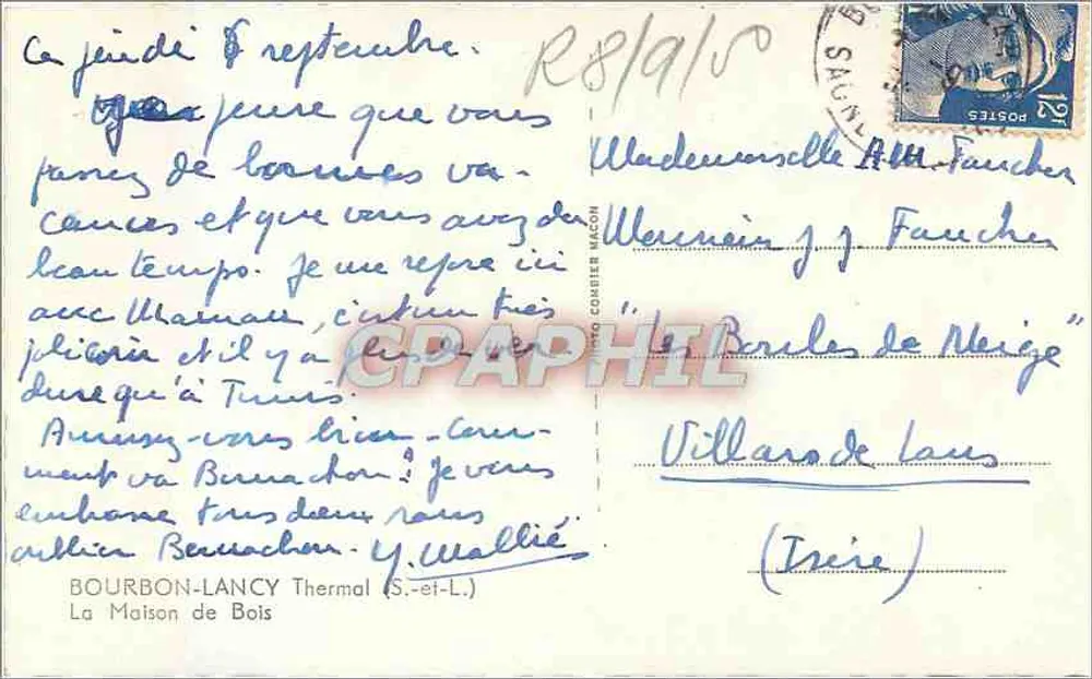 Villars-de-Lans — Casa de Madeira — editor Comtier Macon - Verso