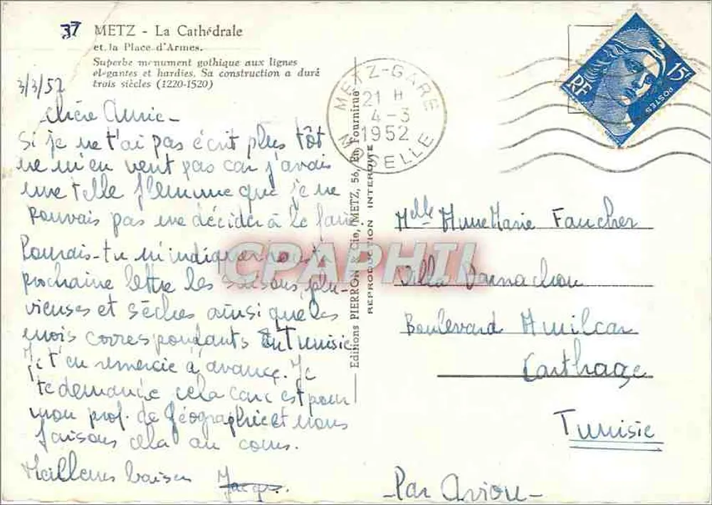 Metz - A Catedral e a Praça das Armas — Edições Piercion, n°37 - Verso