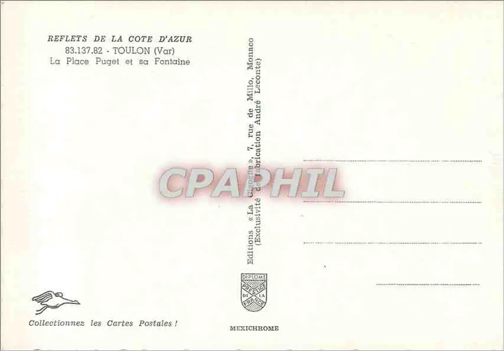 Place Puget und seine Fontäne — Toulon (Var) — Editions Diplôme - Rückseite