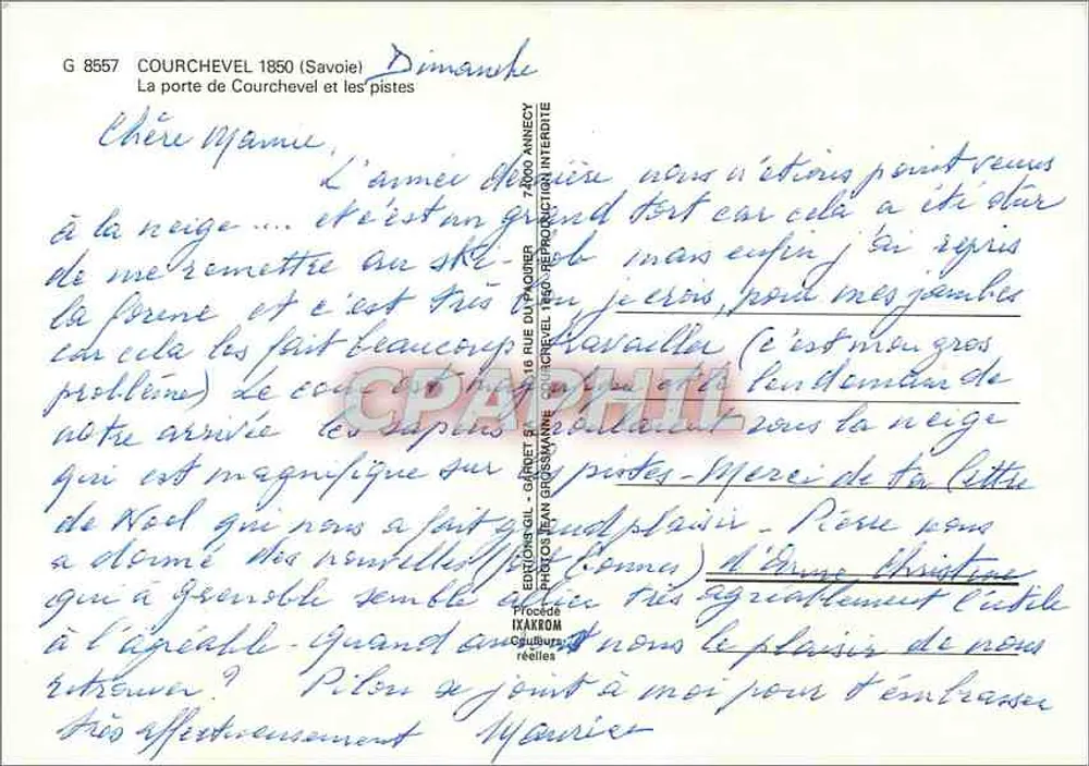 Courchevel — Der Eingang zu Courchevel und die Pisten — Éditions G. Génet & Cie - Rückseite
