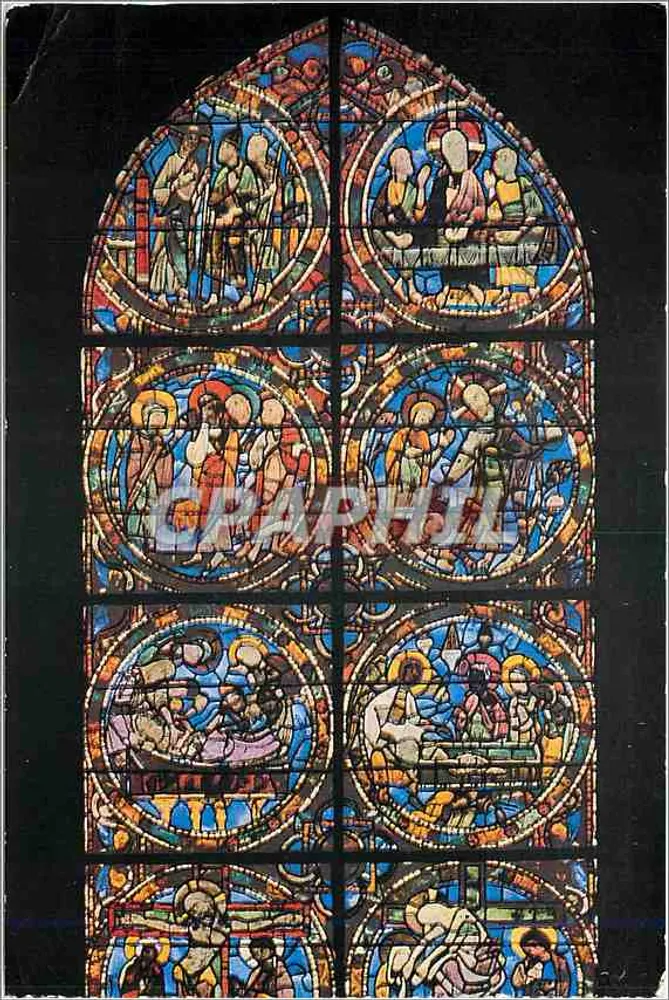 Catedral de Chartres — Vitral da Paixão (século XII) — E. Houvet Editor - Frente