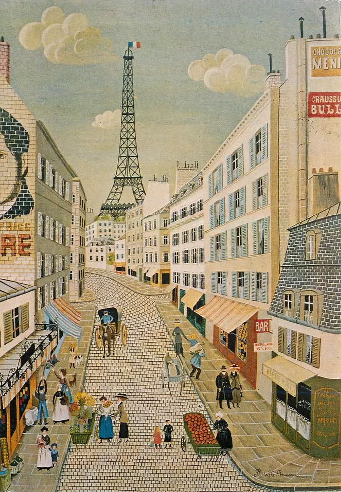 Paris — belebte Straße mit der Eiffelturm — Rodolphe Rousseau - Vorderseite