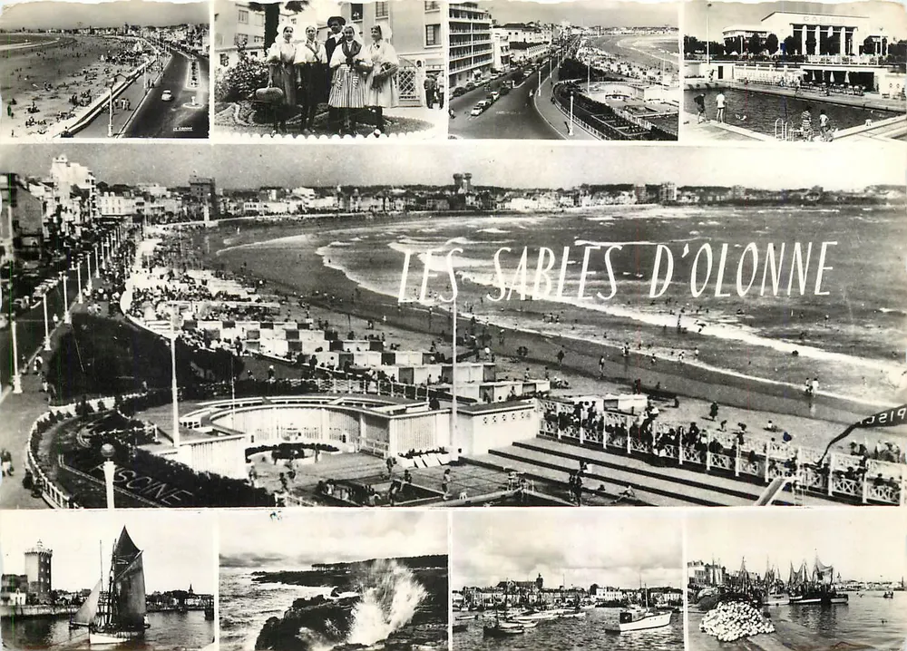 Les Sables d'Olonne — Panoramablick und Strandbilder, Hafen und Casino — Éditions La Cigogne - Vorderseite