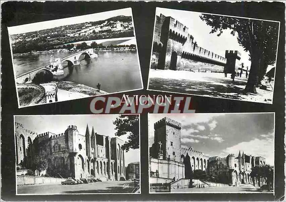 Avignon — Brücke Saint-Bénézet, Wallfahrtskirche, Palast der Päpste - Vorderseite